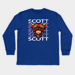 Clan Scott - Hairy Coo Kids Long Sleeve T-Shirt